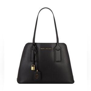 MARC JACOBS THE EDITOR BLACK TOTE BAG PEBBLED LEATHER
